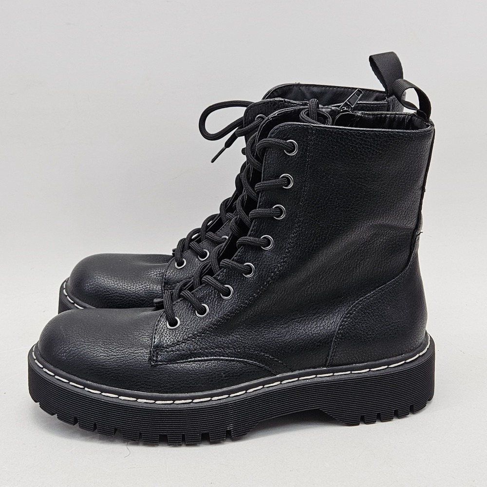 Sincerely Jules Hayden Black Combat Boots Platform Lug Sole Lace Up Zipper 7.5M - Picture 4 of 12